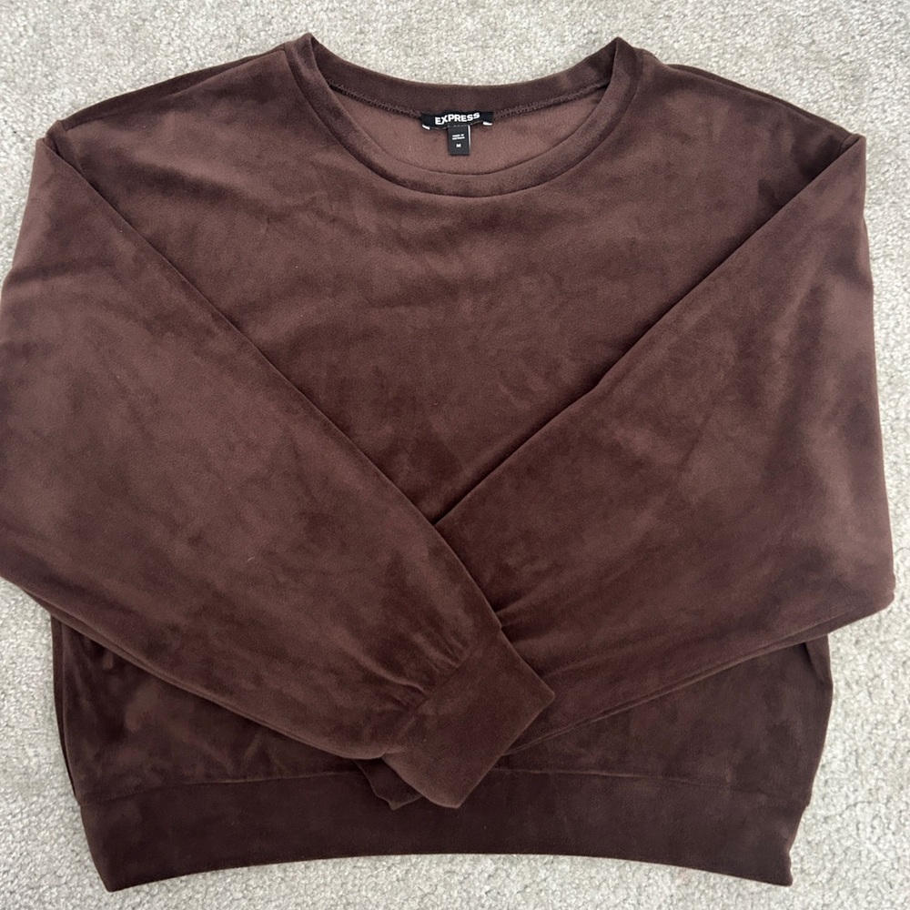 Express Brown Fleece Long Sleeve Top